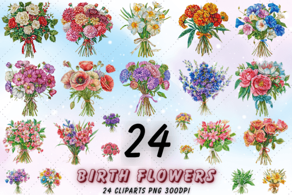 Download Birth Month Flower Sublimation Clipart - Birth month flower Collection