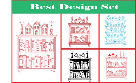 Download Bookshelf Home Library SVG Bundle Set - Library svg Collection