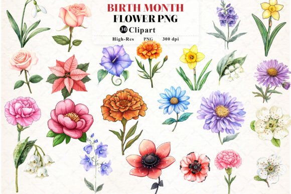 Download Birth Month Flower Clipart - Birth month flower Collection